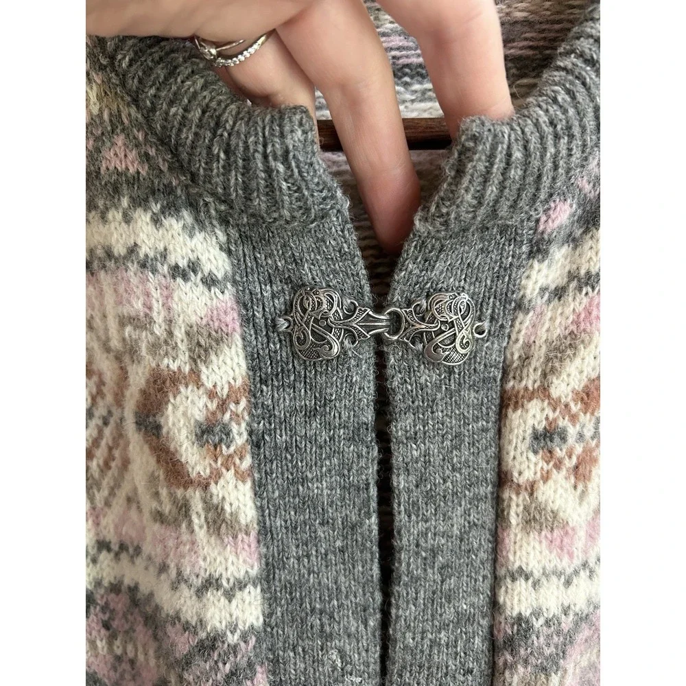 Vintage Maddy Moss Cardigan Sweater Wool Fair Isle Scotland Cottagecore Granny S - Picture 5 of 9